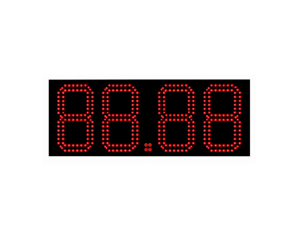 Pantalla de precios SMD LED con iluminación roja sobre fondo negro