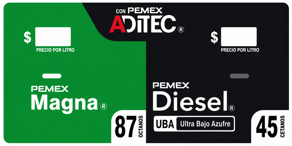 Calcomanía Lexan Magna-Diésel Pemex Aditec