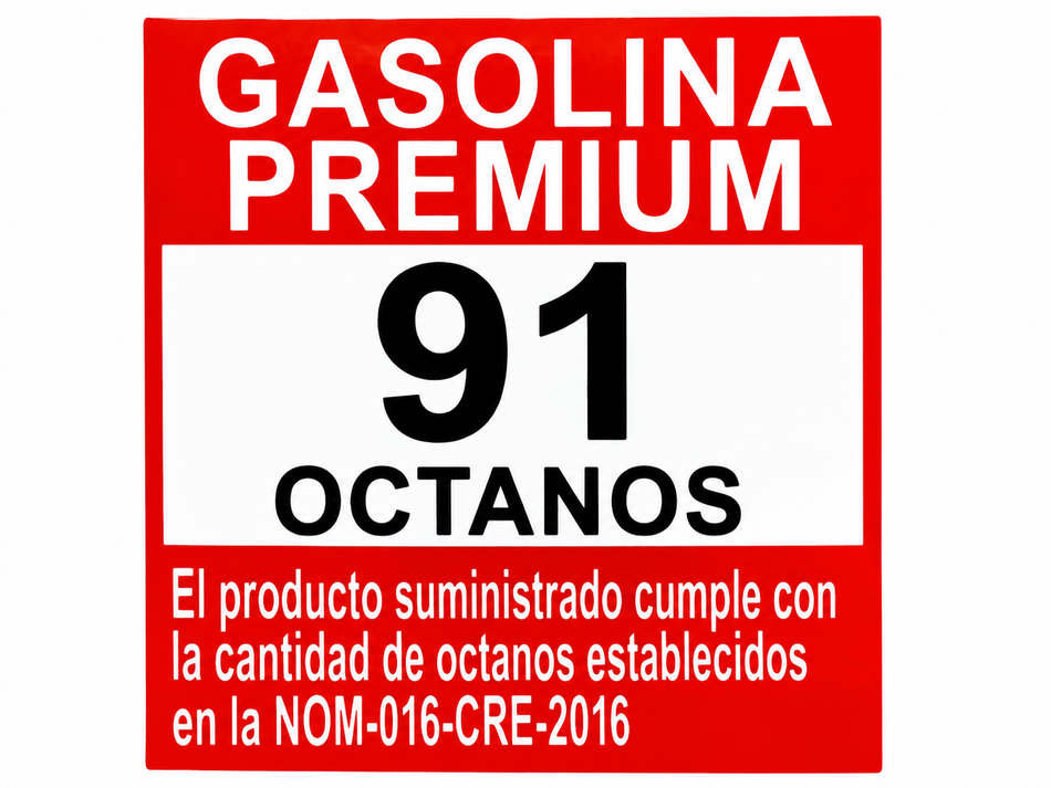 Calcomanía Lexan Premium 91 Octanos