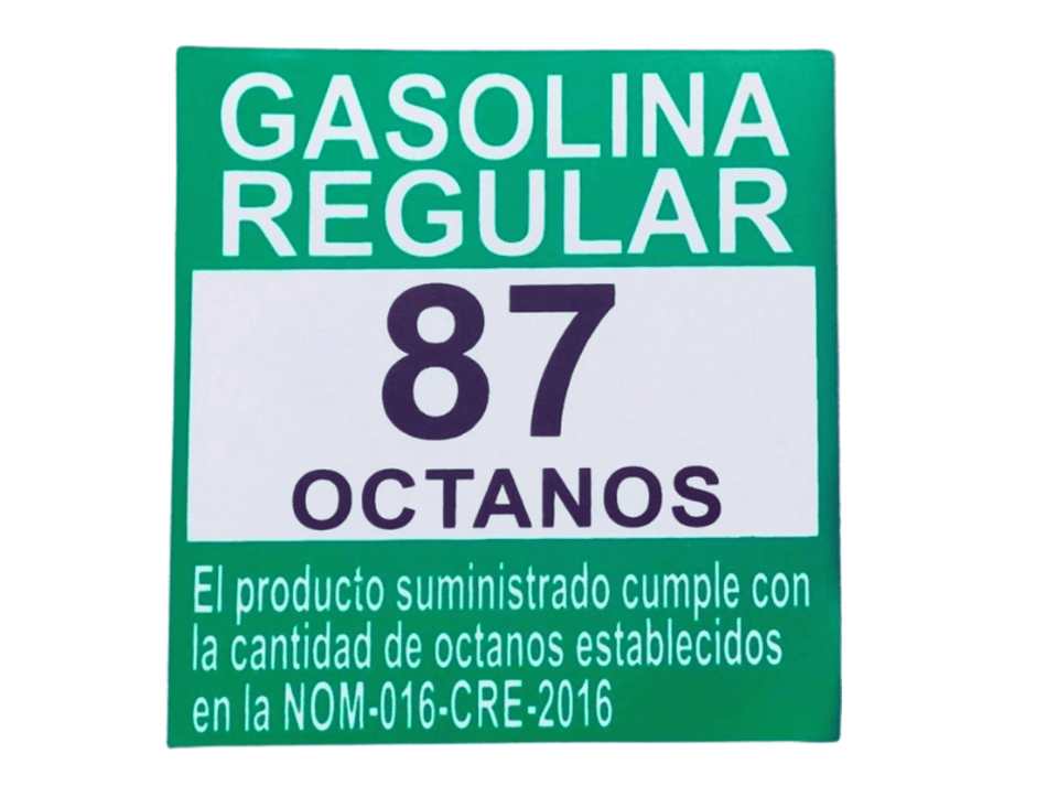 Calcomanía Lexan Magna 87 Octanos (Gasolina Regular)