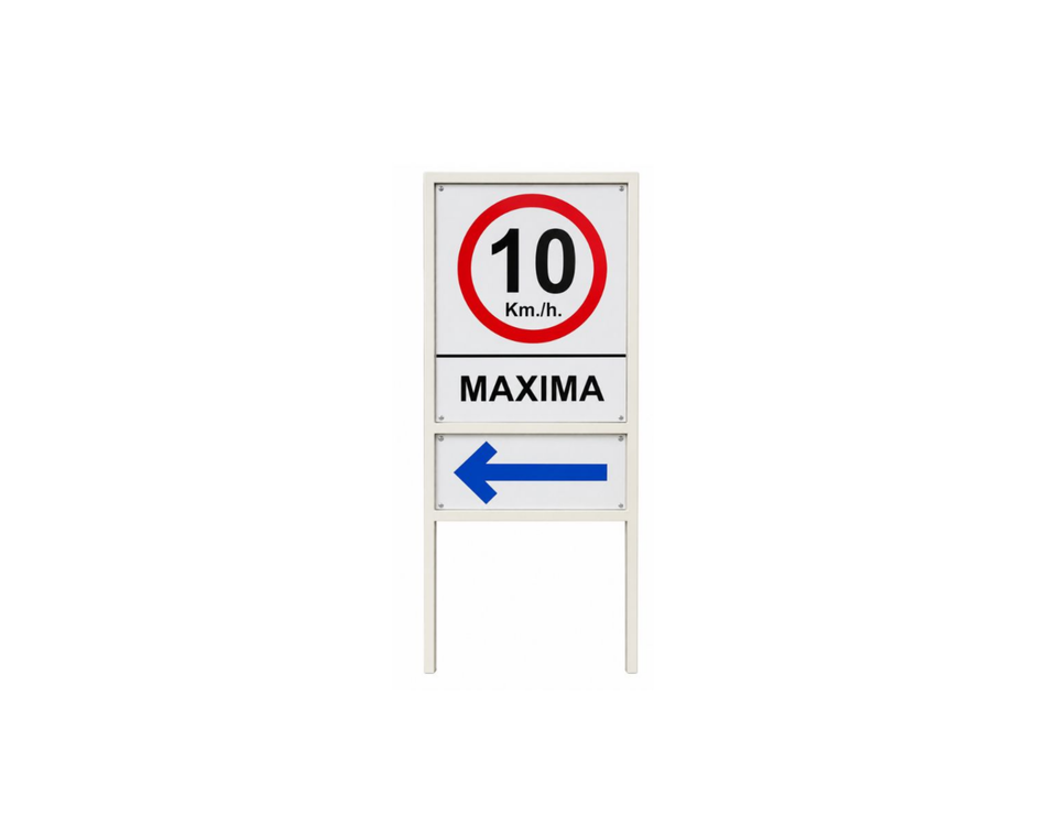 Biombo para Señal de Acceso con Señalamientos de 10 km/h y Flecha de Sentido