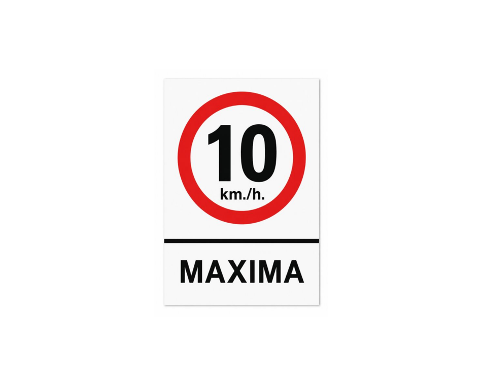Señalamiento de Velocidad Máxima 10 km/h en Lámina