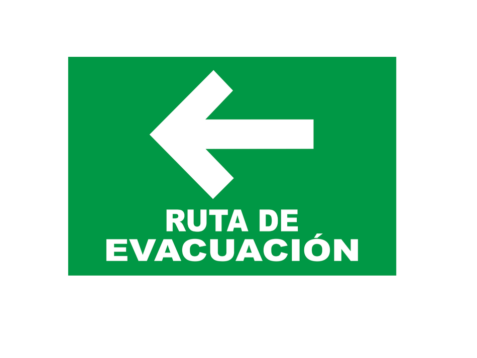Señalamiento de Ruta de Evacuación Izquierda en Lámina