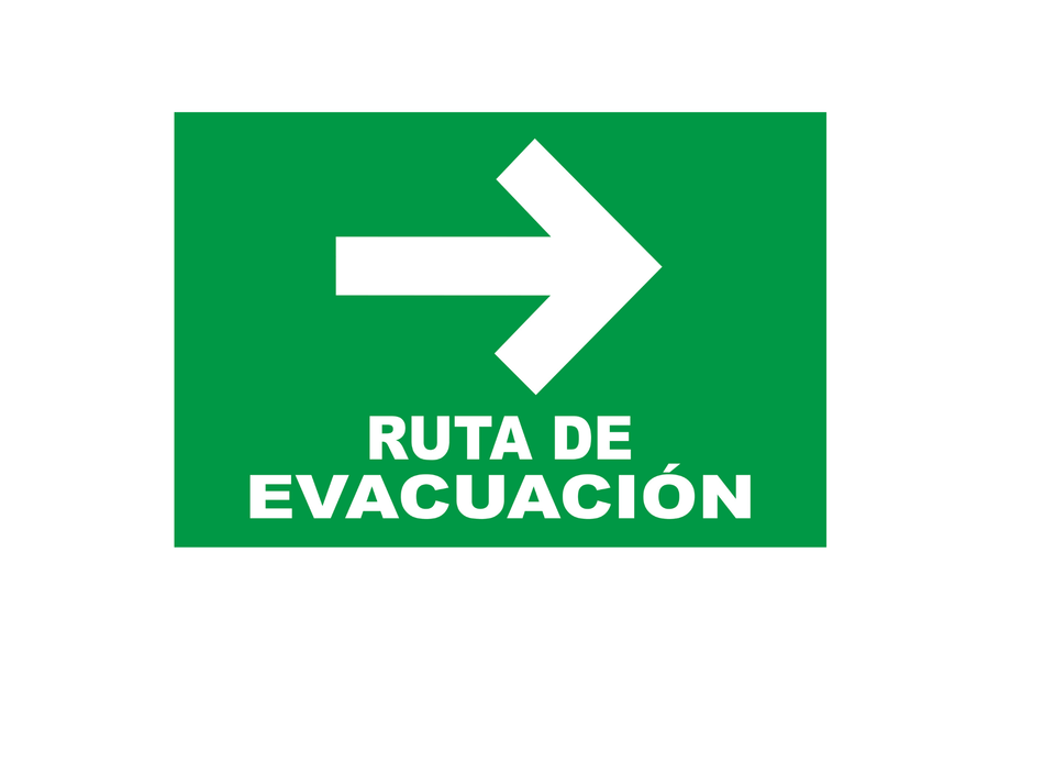 Señalamiento de Ruta de Evacuación Derecha en Lámina