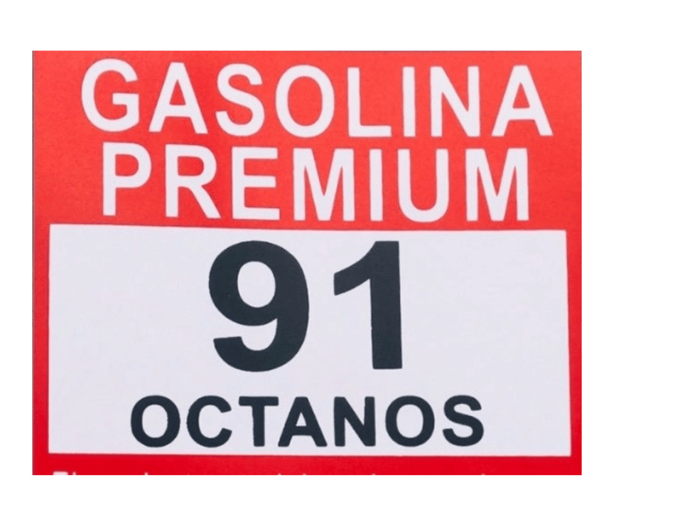 Calcomanía Lexan Gasolina Pemex Premium 92 Octanos