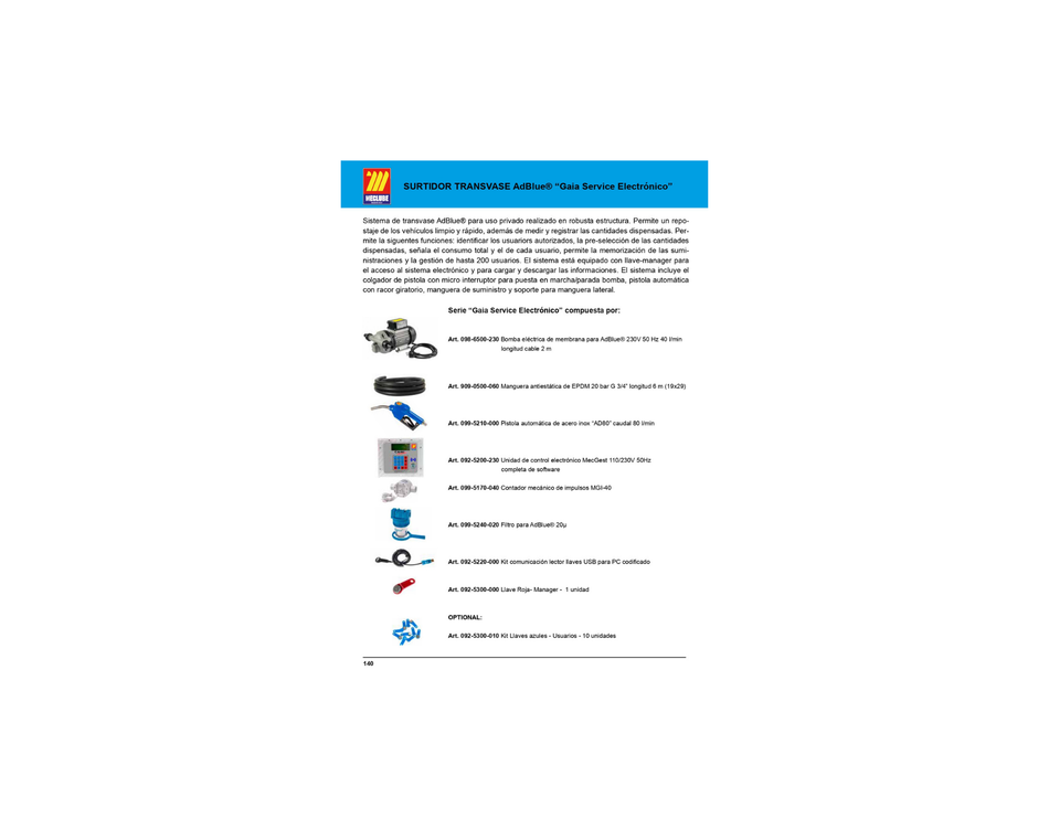 Dispensador de Urea Meclube (GAIA SERVICE ELECTTRONICA AdBlue 120v)